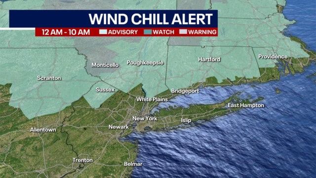 Dangerously cold wind-chills in New York area Saturday morning