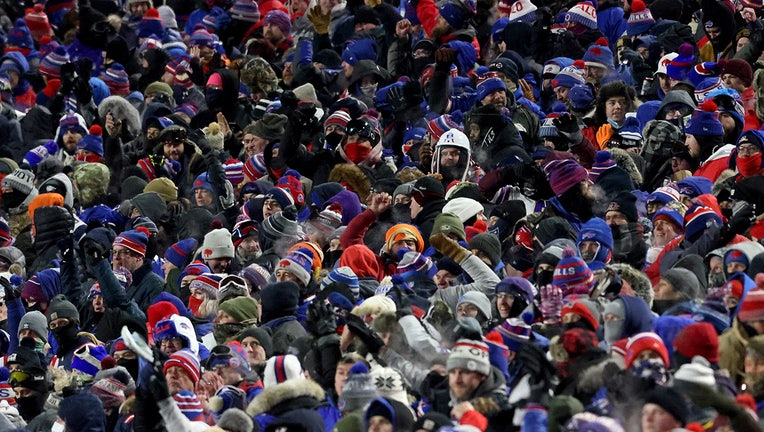 Fans during a game between the Buffalo Bills and the New England Patriots at Highmark Stadium on January 15, 2022 in Buffalo, New York. (Photo by Bryan M. Bennett/Getty Images)