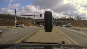 'Unexpected': Tire slams into windshield of Pennsylvania police cruiser