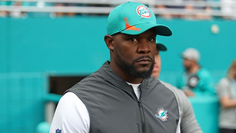 Brian Flores was fired as the Miami Dolphins coach on Monday, Jan. 10, 2022. (John McCall/Sun Sentinel/Tribune News Service via Getty Images)
