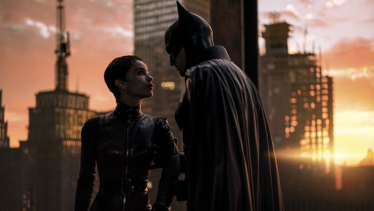 Zoë Kravitz and Robert Pattinson in 'The Batman.' Photo: Warner Bros.