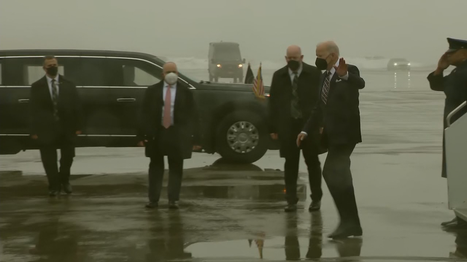 Feb. 3, 2022- President Joe Biden arrives at JFK Airport ahead of a meeting at One Police Plaza.
