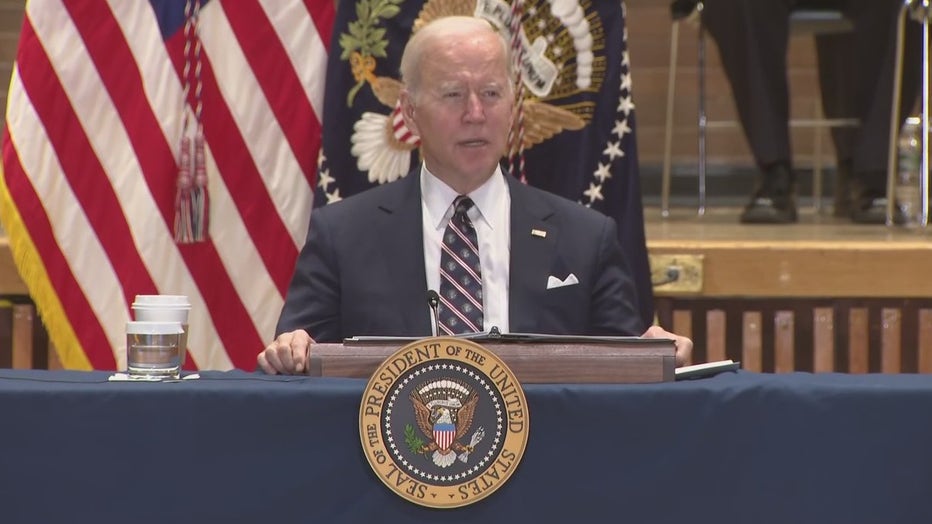 President Joe Biden attends a gun violence roundtable at One Police Plaza in Lower Manhattan. Feb. 3, 2022