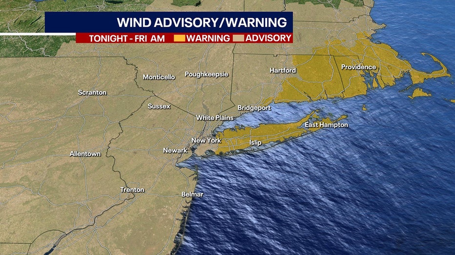 Wind Advisory / Warning map