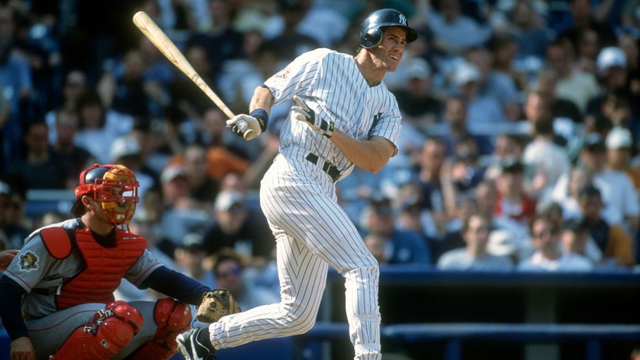 NEW YORK - CIRCA 1997: Paul O'Neill #21 of the New York Yankees bats during an Major League Baseball game circa 1997 at Yankee Stadium in the Bronx borough of New York City.