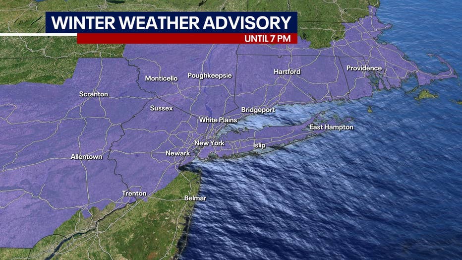 A Winter Weather Advisory was in effect until 7 p.m. for much of the New York City region on Feb. 4, 2022.