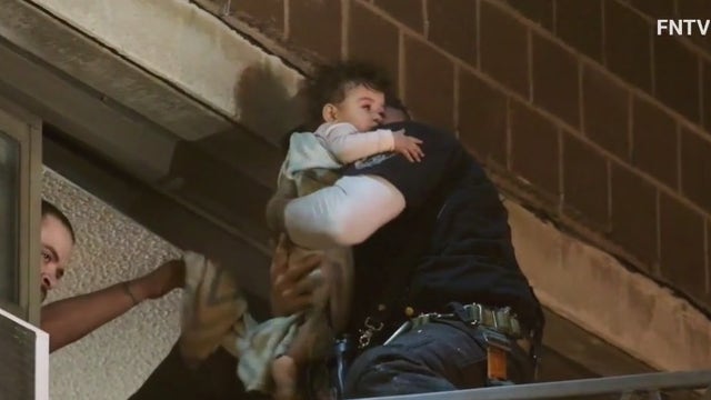 Baby rescued from burning apartment in Brooklyn