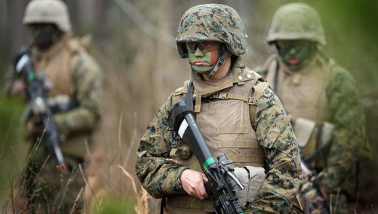 Female Marines Participate In Marine Combat Training At Camp LeJeune