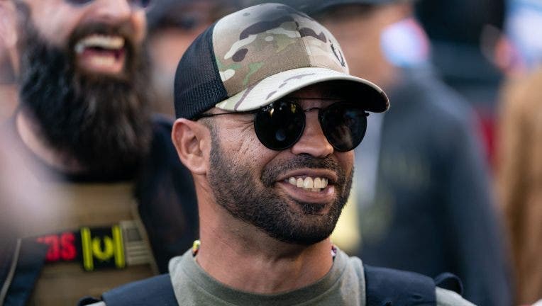 Enrique Tarrio, leader of the Proud Boys, a far-right group, is seen at a "Stop the Steal" rally against the results of the U.S. Presidential election outside the Georgia State Capitol on November 18, 2020 in Atlanta, Georgia.