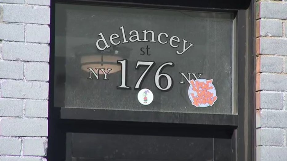 The Free Anna Delvey art show was held at 176 Delancey St. in Lower Manhattan.