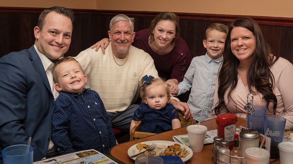 This photo provided by the family shows from left, David Bennett Jr., Preston Bennett, David Bennett Sr., Gillian Bennett, Nicole (Bennett) McCray, Sawyer Bennett, Kristi Bennett in 2019.