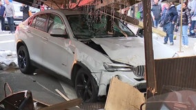 Driver loses control, crashes SUV into outside dining area in Manhattan