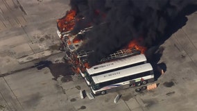 Fire sweeps through several NJ Transit buses