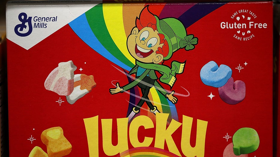 A Lucky Charms box. (Photo by Justin Sullivan/Getty Images)