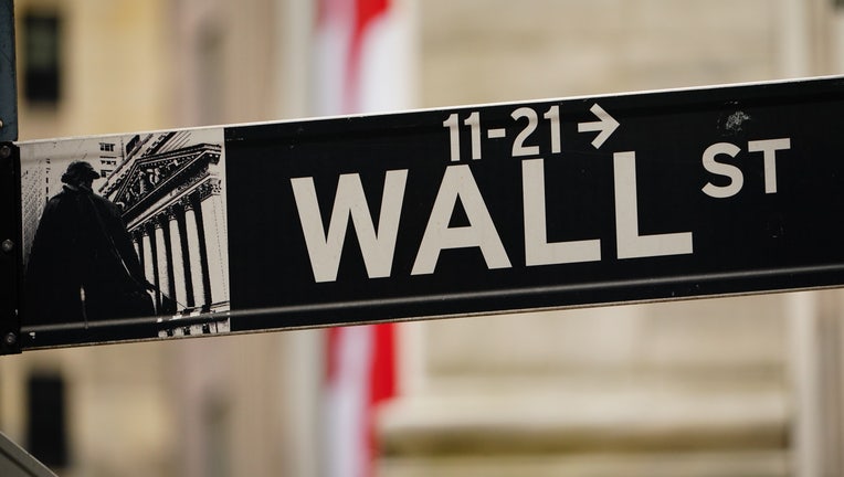 Wall Street sign in front of New York Stock Exchange during