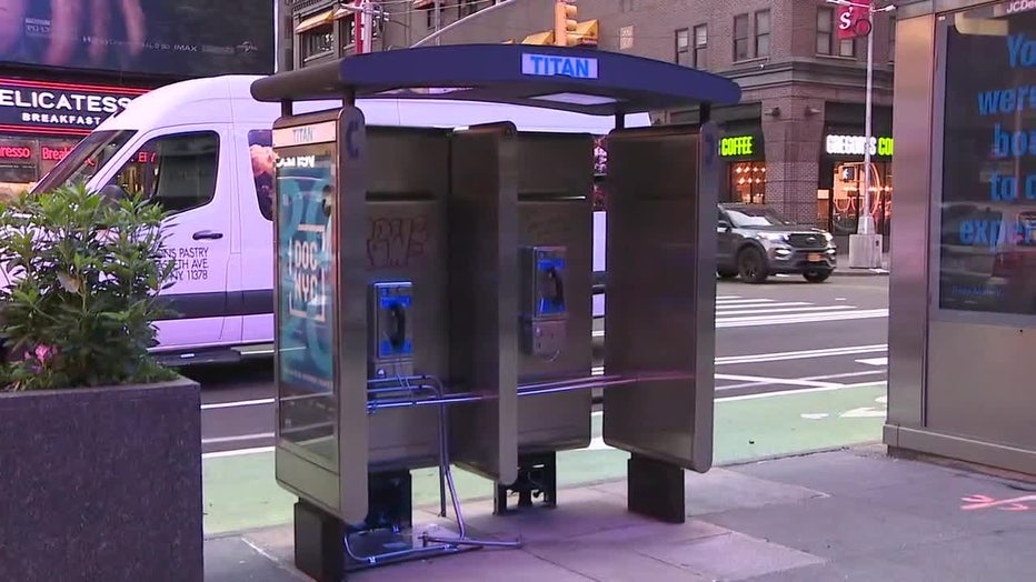 The last public payphone in NYC, located at 7th Ave. and 50th St., was set to be taken down on Monday, May 23, 2022. (FOX 5 NY)