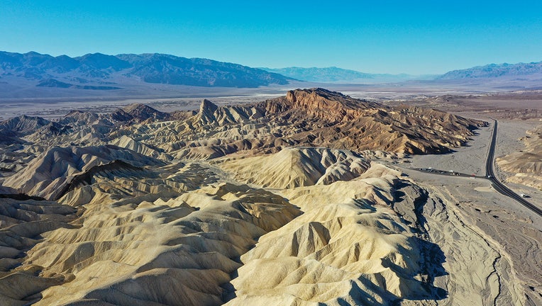 An aerial view of an iconic Death Valley vista Zabriskie Point in Death Valley National Park, California, United States. (File photo by Tayfun Coskun/Anadolu Agency via Getty Images)