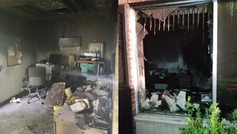 Photos released by CompassCare show damage to its building.
