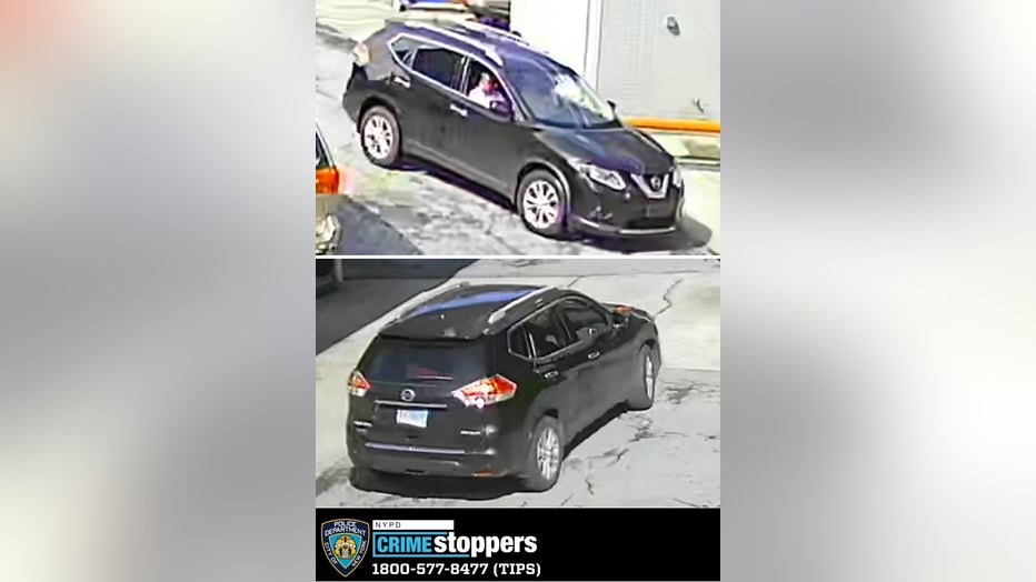 The suspects took the victim's cell phone before fleeing in a black Nissan Rogue with a Connecticut license plate. The vehicle was last seen traveling westbound on East 135th Street.