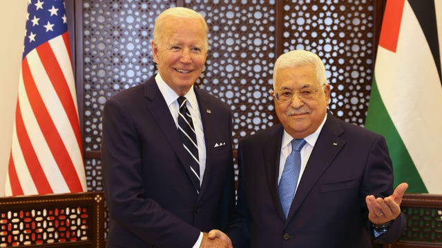 In West Bank, Biden embraces 'two states for two peoples'