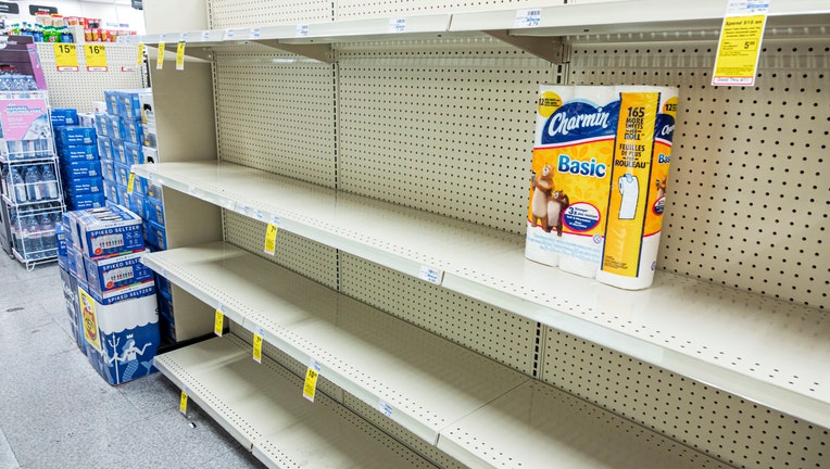 Miami Beach, CVS pharmacy, toilet paper aisle with only one item left
