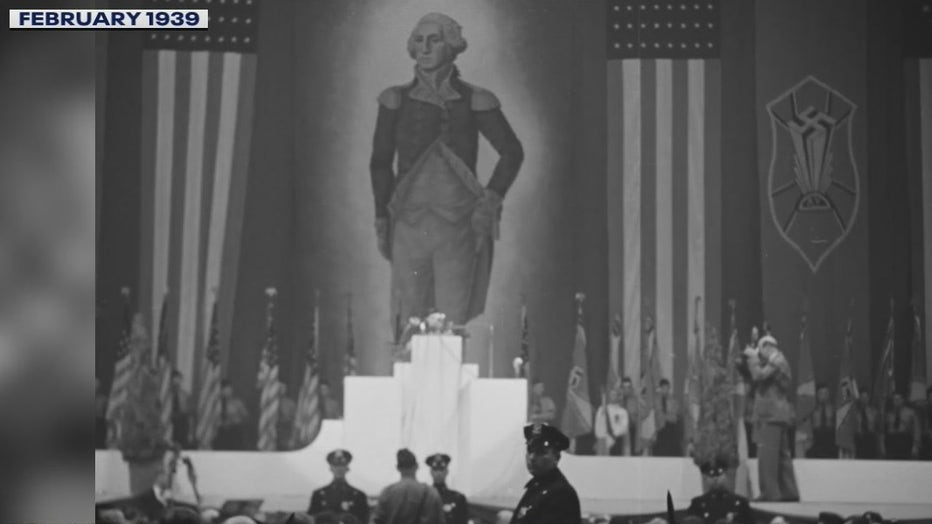 Gathering of The German American Bund inside Madison Square Garden on Feb. 20, 1939.