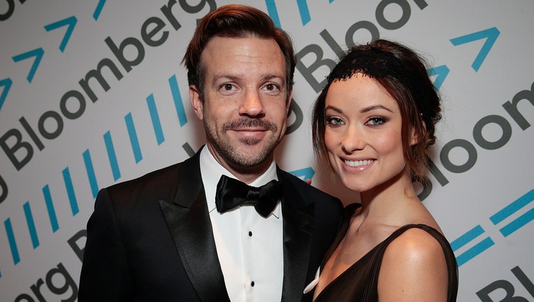 Actress Olivia Wilde and actor Jason Sudeikis attend the Bloomberg cocktail party before the White House Correspondents' Association (WHCA) dinner in Washington, D.C., U.S., on Saturday, April 27, 2013. (Andrew Harrer/Bloomberg via Getty Images)