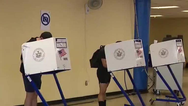 Voters at an election poll site in New York City