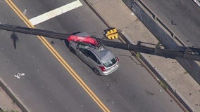 Crane crushes car in the Bronx