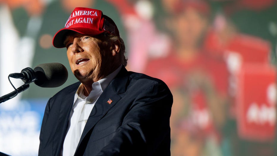 Former U.S. President Donald Trump speaks at a 'Save America' rally on Oct. 22, 2022, in Robstown, Texas. (Photo by Brandon Bell/Getty Images)