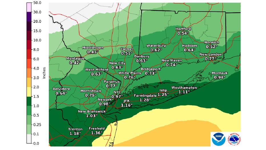A map showing the expected rainfall from Oct. 3 through Oct. 7, 2022