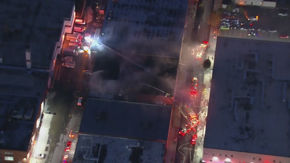 A large fire burned a Queens factory on Tuesday morning.