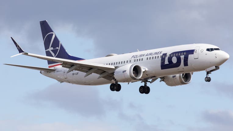 A LOT Polish AIrliens Boeing 737 lands at Heathrow Airport on Monday 27 June. (Photo by Robert Smith/MI News/NurPhoto via Getty Images)