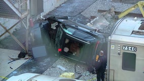 1 dead, 1 critical after car falls into LIRR trainyard in Brooklyn