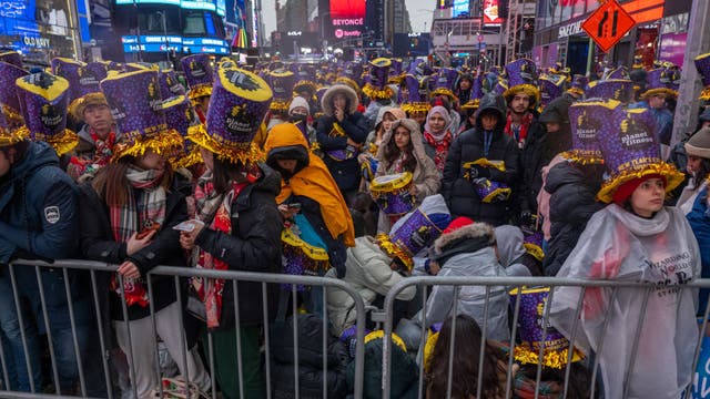 Times Square crowds celebrate New Year's Eve