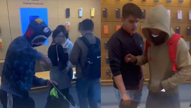 2 men rob Apple store filled with shocked shoppers.