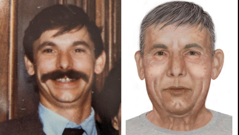 A photo of Danny Liggett is shown next to an FBI image that shows how he might have aged.