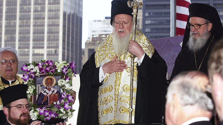 The Ecumenical Patriarch Bartholomew (center), spiritual lea