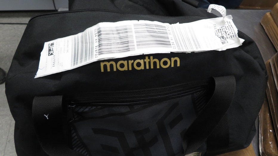 Cocaine was found in this abandoned bag at JFK airport is displayed. (CBP)