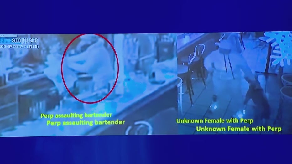 An image released by the NYPD shows at attack at a Harlem bar.