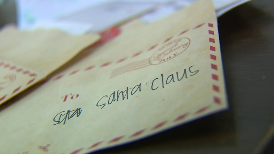 An envelope addressed to Santa Claus