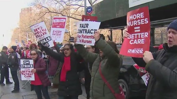 Thousands of nurses at 2 NYC hospitals on strike
