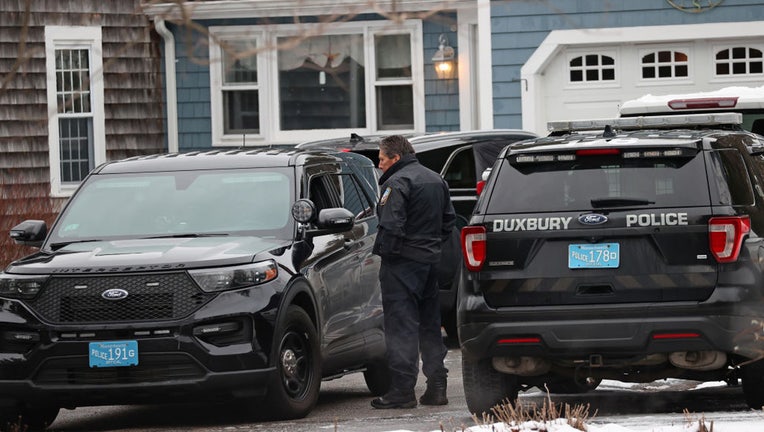 Duxbury, MA - January 25: Police outside of 47 Summer Street. Duxbury police and fire were called to the home by a man who reported that a woman had jumped out of a window at the residence. Police discovered the bodies of two deceased children in the house. (Photo by David L. Ryan/The Boston Globe via Getty Images)