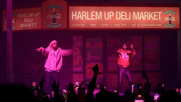 Drake and 21 Savage perform on stage at The Apollo Theater on January 21, 2023 in New York City. 