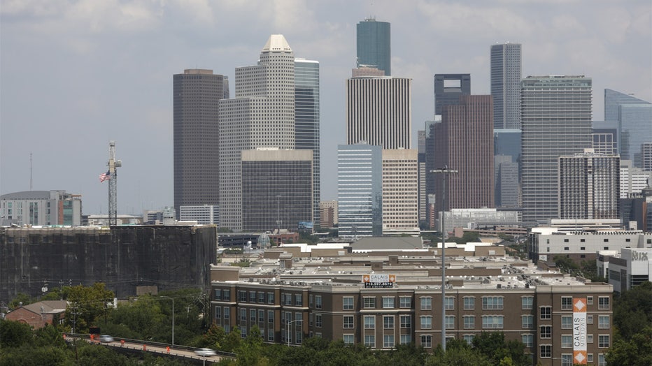 HOUSTON, TX - AUGUST 25: The downtown skyline is pictured on August 25, 2018 in Houston, Texas. August 25 is the one-year anniversary of when Hurricane Harvey made landfall on the Texas coast, before inflicting severe damage on the city of Houston. (Photo by Loren Elliott/Getty Images)