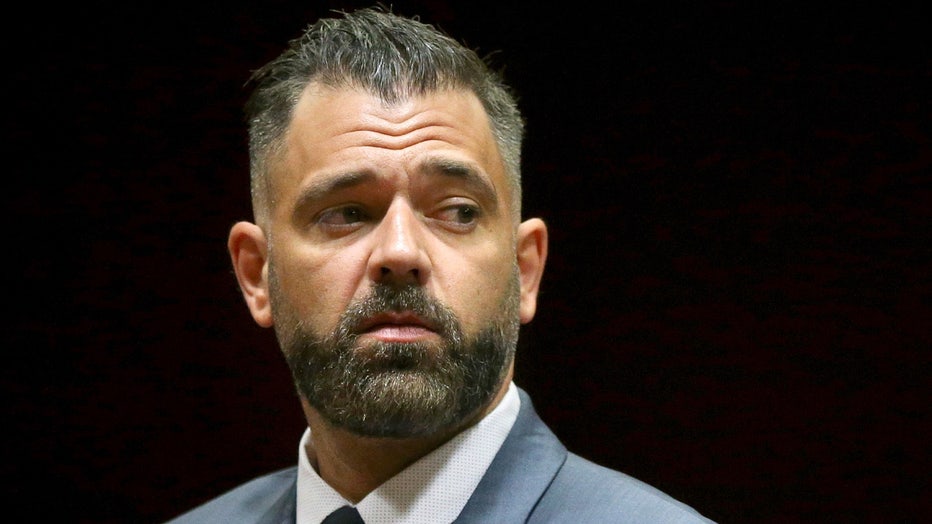 FILE - Mark D'Amico listens during his court arraignment in Burlington County Superior Court in Mount Holly, N.J., May 28, 2019. D'Amico, of New Jersey, who made up a story about a homeless veteran helping out his then-girlfriend and used the tale to solicit more than $400,000 in online donations was sentenced to five years in state prison on Friday, Aug. 5, 2022. (Tim Tai/The Philadelphia Inquirer via AP, Pool, File)