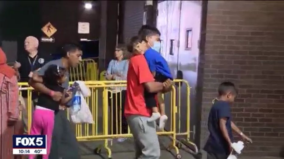 Migrants arrive in New York City.