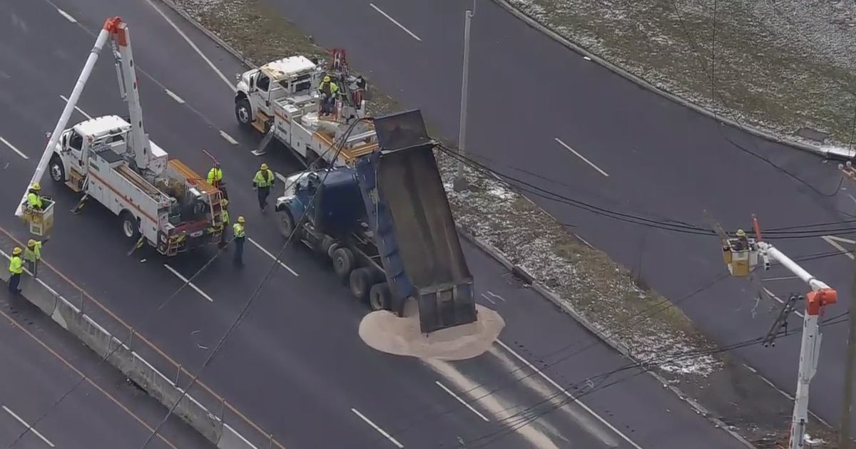 Downed utility pole, live wires shuts down Route 3 in Secaucus | FOX 5 ...