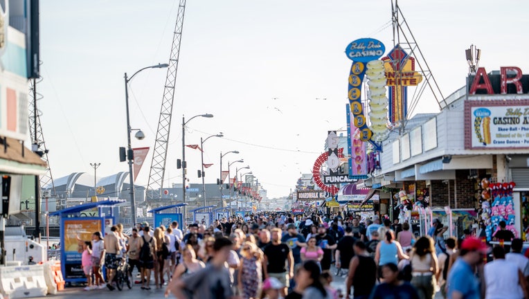 WILDWOOD, NEW JERSEY - SEPTEMBER 03: The Wildwood boardwalk is filled with visitors during Labor Day Weekend on September 03, 2022 in Wildwood, New Jersey. (Photo by Roy Rochlin/Getty Images)