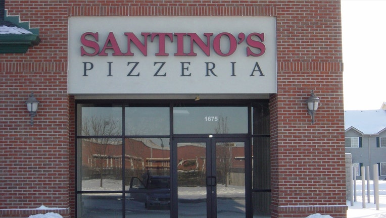 A photo from the Santinos Pizzeria Facebook page shows the outside of their restaurant.